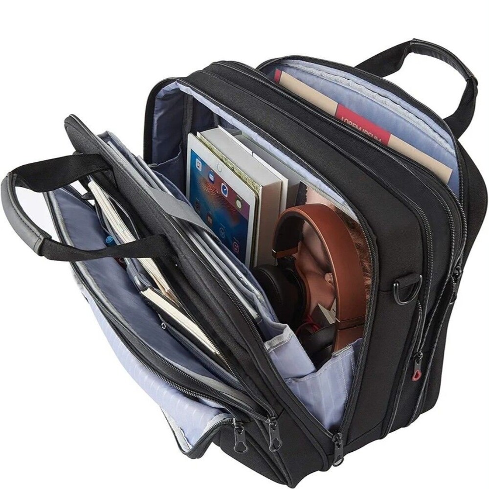 KROSER 18" Laptop Bag Expandable Laptop Briefcase RFID NEW ALL BLACK BAGS BIN - Picture 6 of 12